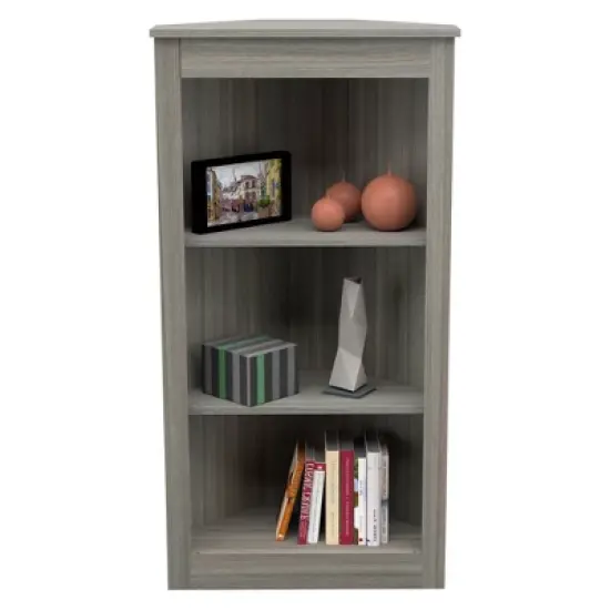 47.2" 3 Level Corner Bookshelf Smoked Oak - Inval image {2}