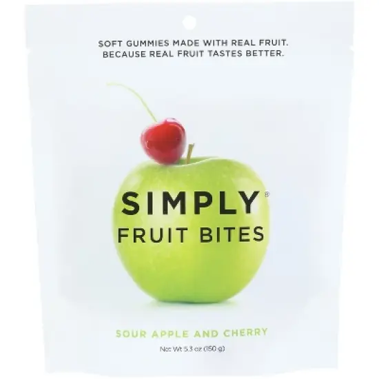 SimplyGum Fruit Bites Sour Apple Cherry - Case of 6 - 5.3 oz image {1}