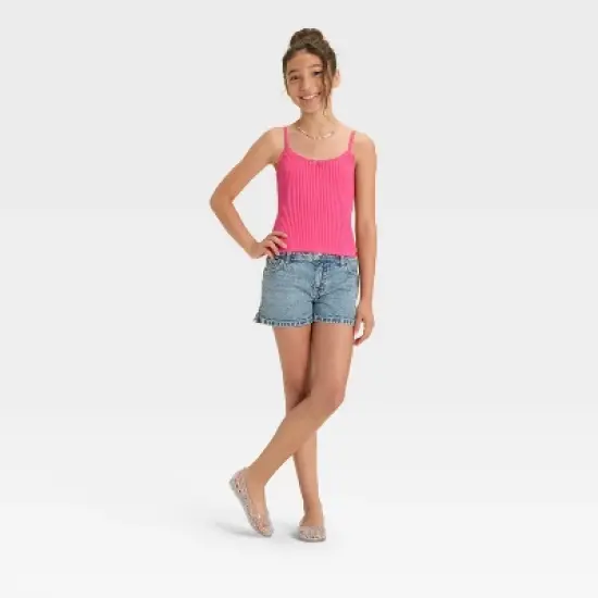 Girls' Mid-Rise Shortie Denim Shorts - art class&trade; image {2}