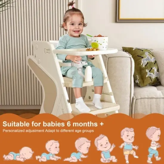 Angel Sar 3-in-1 Adjustable Height Toddler Tower & High Chair, Multi Functional Learning Tower with 5-Point Harness for Kitchen, Dining, and Play image {5}