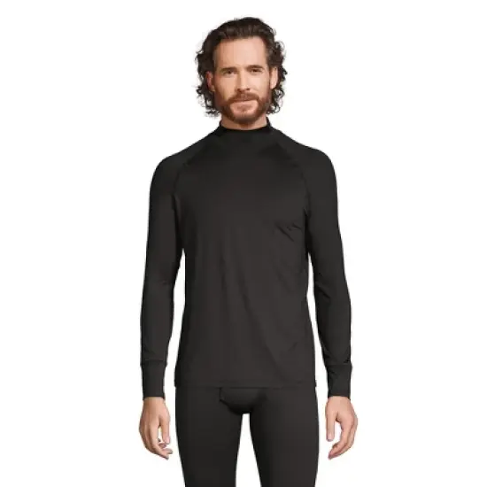 Lands' End Men's Stretch Thermaskin Long Underwear Mock Neck Base Layer image {3}