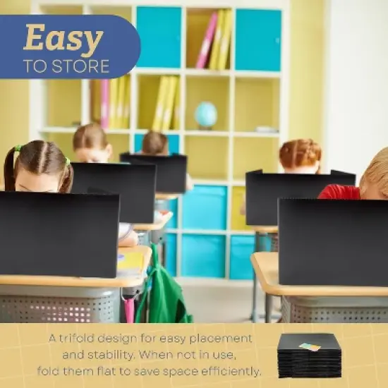 4E's Novelty 20pcs Black Plastic Desk Dividers &ndash; Privacy Folders for Students & Teachers, Must-Have Classroom Supplies image {3}