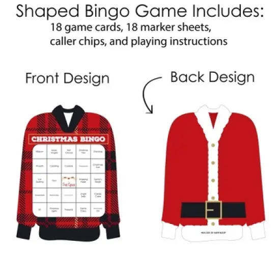 Big Dot of Happiness Jolly Santa Claus - Bingo Cards and Markers - Christmas Party Shaped Bingo Game - Set of 18 image {2}