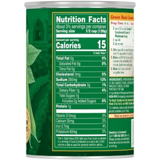 Del Monte Cut Green Beans - 14.5oz image {1}