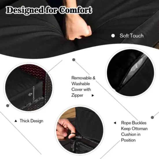 Tangkula 9PCS Furniture Set w/ 32" Fire Pit Table 50,000 BTU Square Propane Fire Pit Patio Black image {4}