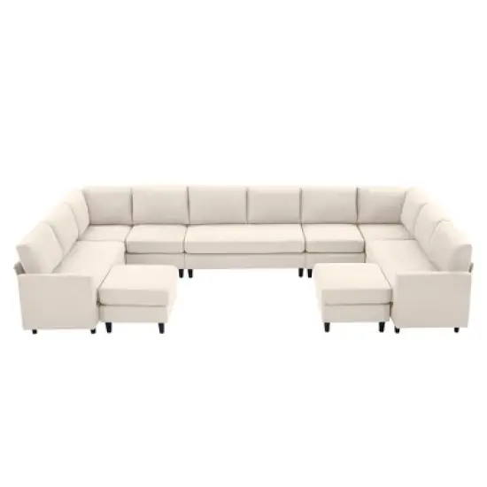 Hyleory Spacious 12-Seater U-Shaped Modular Sofa with Ottomans,Relaxed Style, Reconfigurable Design image {14}