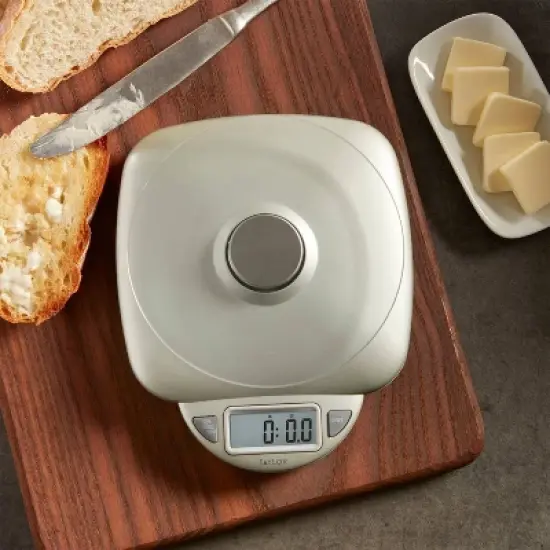 Taylor 11lb Glass Platform Digital Food Scale: Kitchen Scale with LCD Display, Silver, Battery Included image {5}
