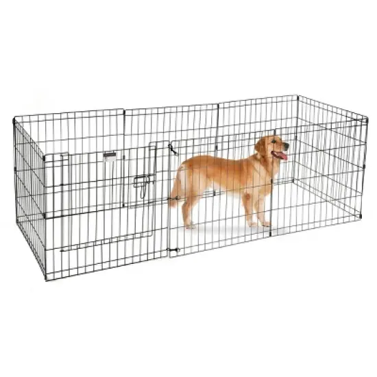 Puppy Playpen - Foldable Metal Exercise Enclosure with Eight 24-Inch Panels - Indoor/Outdoor Fence for Dogs, Cats, or Small Animals by PETMAKER image {5}