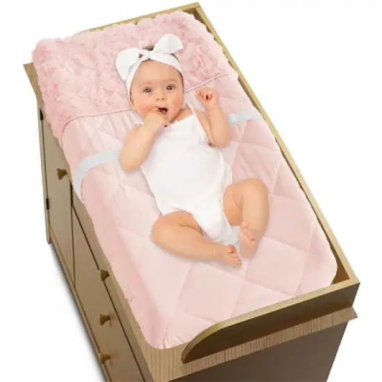 Sweet Jojo Designs Girl Changing Pad Cover Rose Collection Solid Pink image {1}