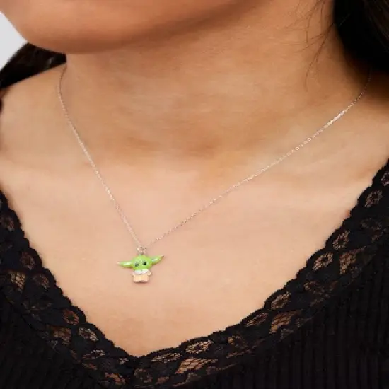 Star Wars The Mandalorian Grogu Sterling Silver Grogu Pendant Necklace, 18" image {1}