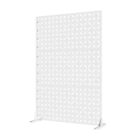 1-Piece 46.8 In. W x 71.37 In. H Copper Coin Type White Galvanized Sheet Outdoor Screen Decorative Art Panel image {1}