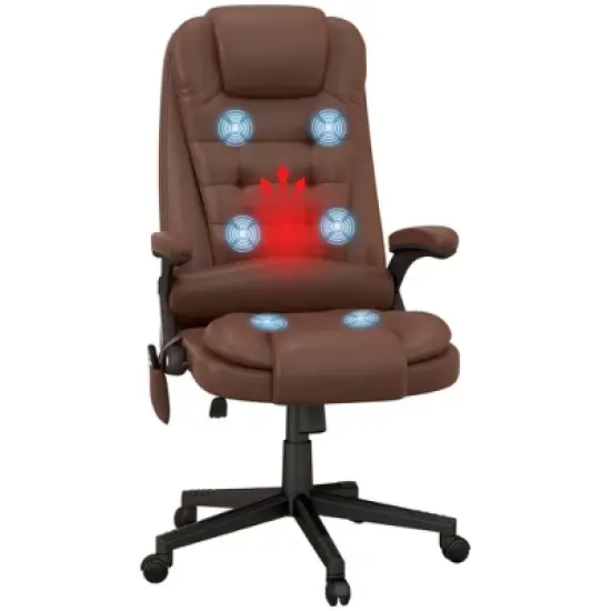 HOMCOM High-Back Massage Office Chair, Heated Reclining Computer Chair with Remote image {7}