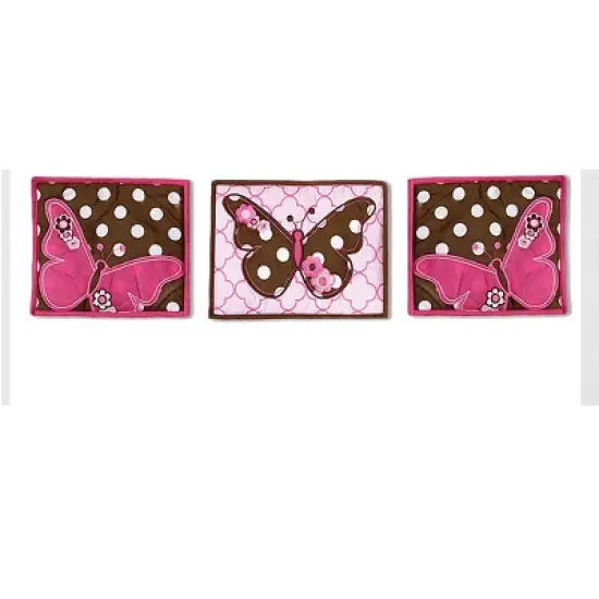 Bacati - Buttefly Pink Chocolate 10 pc Crib Bedding Set with Long Rail Guard Cover image {2}