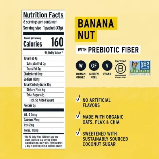 Purely Elizabeth Banana Nut Plant Oatmeal Packets - 6ct / 9.12oz image {5}