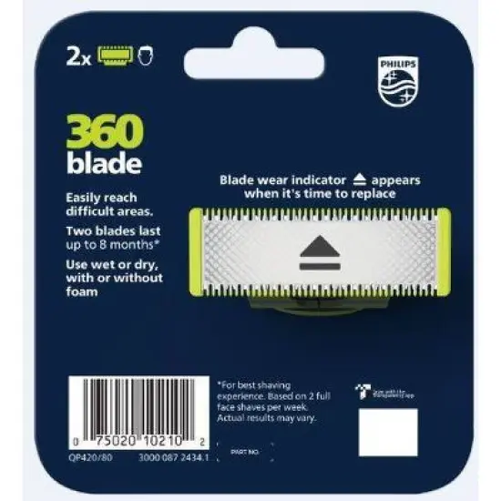 Philips Norelco OneBlade 360 Replacement Blade - QP420/80 - 2pk image {2}