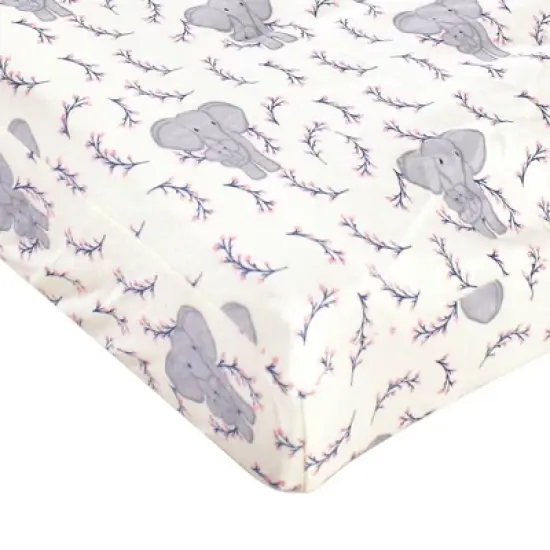 Touched by Nature Baby Girl Organic Cotton Changing Pad Cover, Girl Elephant, One Size image {2}