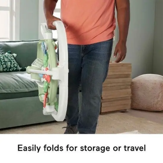 Fisher-Price Baby Bouncer SpaceSaver Jumperoo Activity Center with Lights Sounds and Folding Frame, Puppy Perfection image {4}