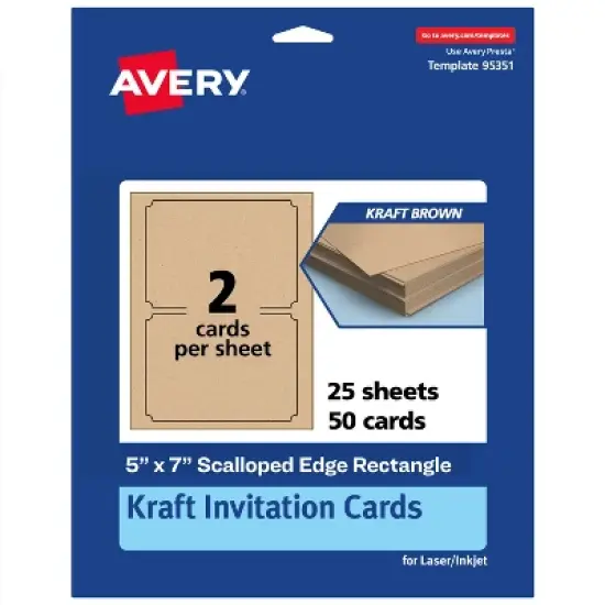 Avery Kraft Brown Invitation Cards, 5" x 7" Rectangle Scalloped Edge image {10}