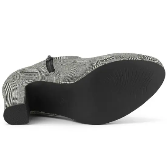 Allegra K Women's Round Toe Chunky Heeled Ankle Heel Boots image {5}