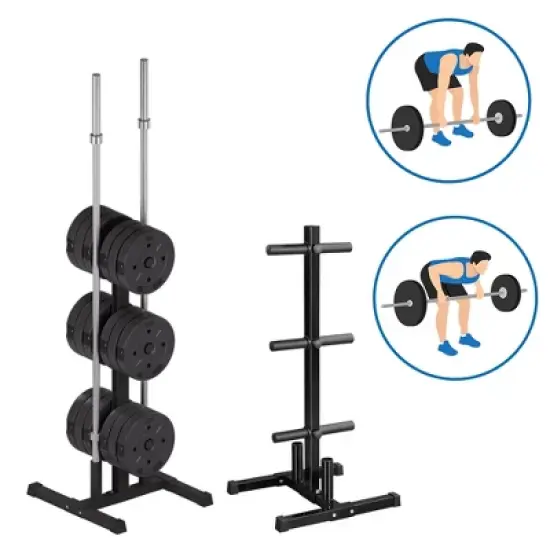 Yaheetech 2" Olympic Plate & Bar Holder Weight Bumper Plates Tree Stand Rack Black image {3}