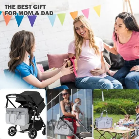 Itopfox Large Tote Diaper Bag for Baby Boys and Girls, Adjustable Shoulder Strap, Multiple Pockets, Waterproof image {3}