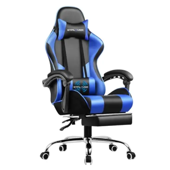 Gaming Chair with Footrest and Ergonomic Lumbar Massage Pillow PU Leather Office Chair - GTRACING image {6}