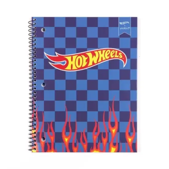 Yoobi Hot Wheels 1 Subject Notebooks 8"x10.5" Wide Ruled Blue Checker Flames, School Supplies image {1}