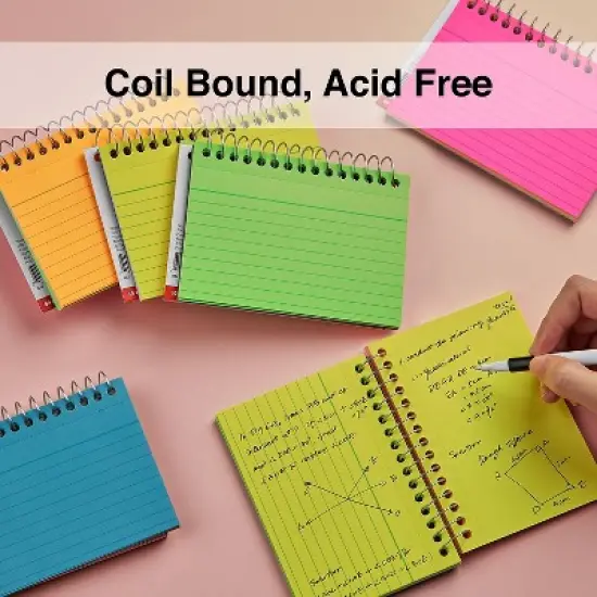Staples 3" x 5" Line Ruled Assorted Neon Spiral-Bound Index Cards 2/PK (50994) TR50994 image {2}