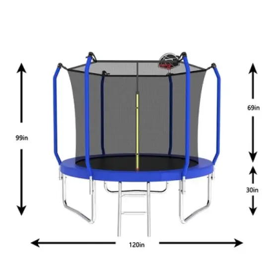 Okak 8/10/14FT Waterproof Trampoline with Basketball Hoop, Reinforced Outdoor Trampolines with ASTM Approved, Rebounder for Adult, Kids image {6}
