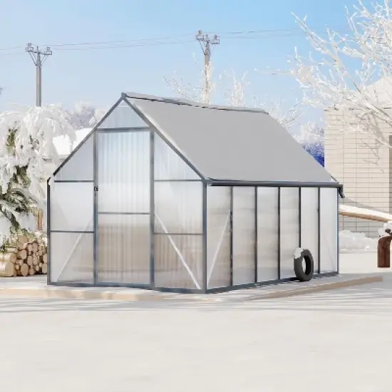 6x4ft Heavy Duty Aluminum Greenhouse - Polycarbonate Panels with Roof Vent & Quick Assembly for Outdoor Gardening image {7}
