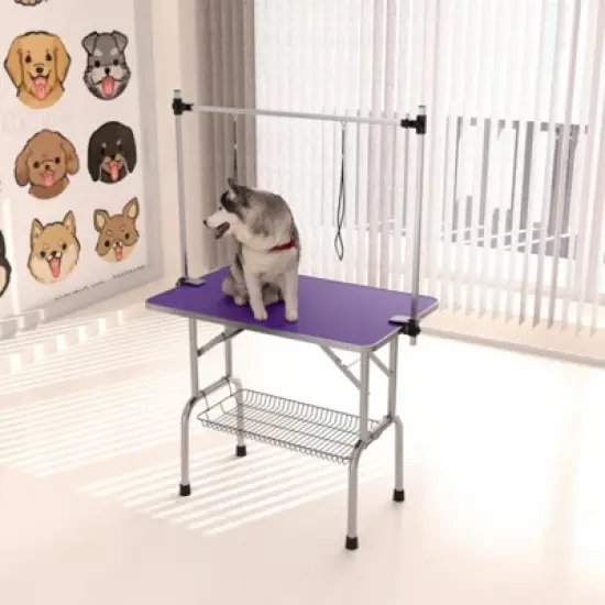 SEVOBAL Pet Grooming Tools Foldable Pet Grooming Table for Pet Large Dogs and Cats with Adjustable, Bathing Station, Purple, 38"*23.6"*65.5" image {1}