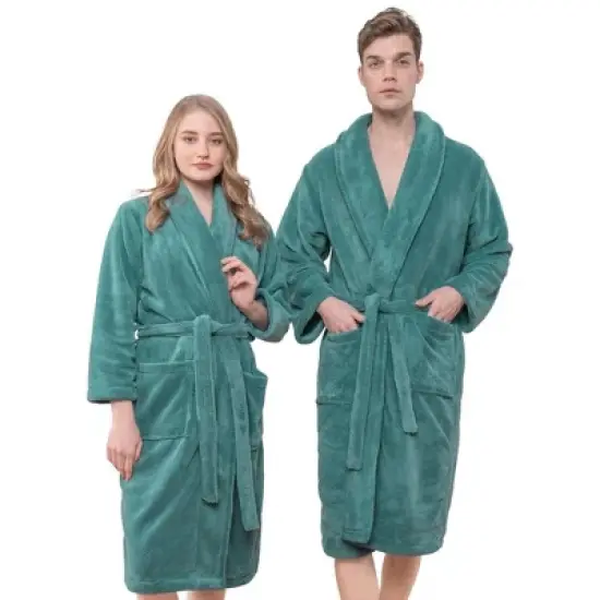 American Soft Linen Warm Fleece Bathrobe, Mens and Womens Adult Robes for your Bathroom, Shawl Collar Robes image {13}