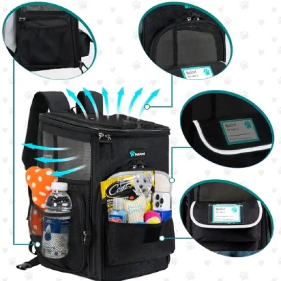 PetAmi Dog Backpack Carrier, Airline Approved Cat Backpacks Carrying Pet Back Pack, Ventilated Soft Sided Bookbag Travel Hiking Camping image {1}