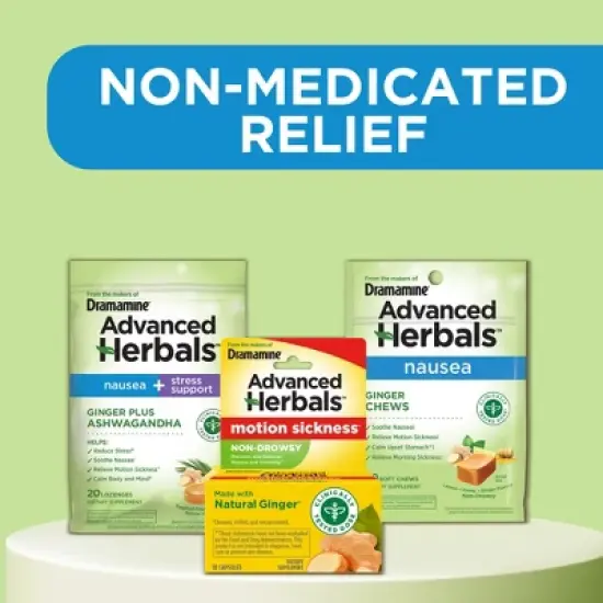 Dramamine Advanced Herbals Nausea, Morning Sickness Relief Soft Ginger Chews - 20ct image {4}