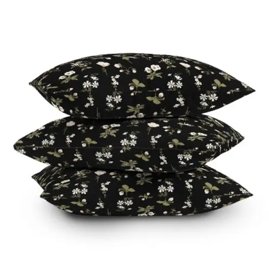 26"x26" Deny Designs Iveta Abolina Pineberry Botanical Outdoor Throw Pillow Black: UV Protected, Mildew Resistant Square Cushion image {3}