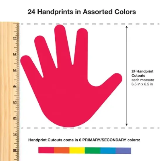 FreshCut Crafts Punch Out Paper Cutouts, Back to School Shapes, Handprints, Crayons & School Bus, 84 Pieces image {1}