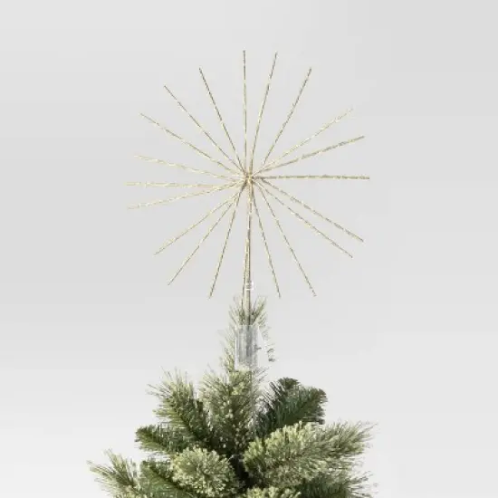 14" Pre-lit Dewdrop Glittered Starburst Christmas Tree Topper Champagne with Cool White Twinkle/Warm White Steady Lights - Wondershop&trade; image {2}