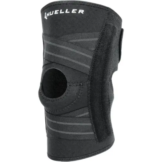 Mueller Self Adjusting Hinged Knee Stabilizer, Max Support, Black, One Size image {6}