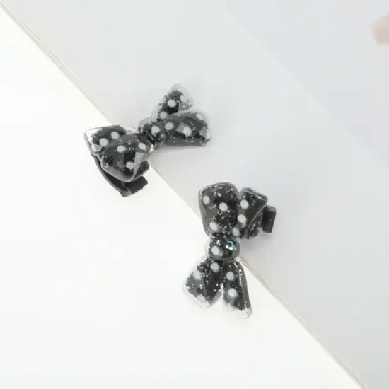 Unique Bargains Base X-Shaped Bow Shoelace Charms Black 1 Pair image {4}