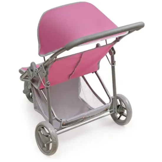 Badger Basket Trek 3-Wheel Folding Twin Doll Jogging Stroller - Gray/Pink image {3}