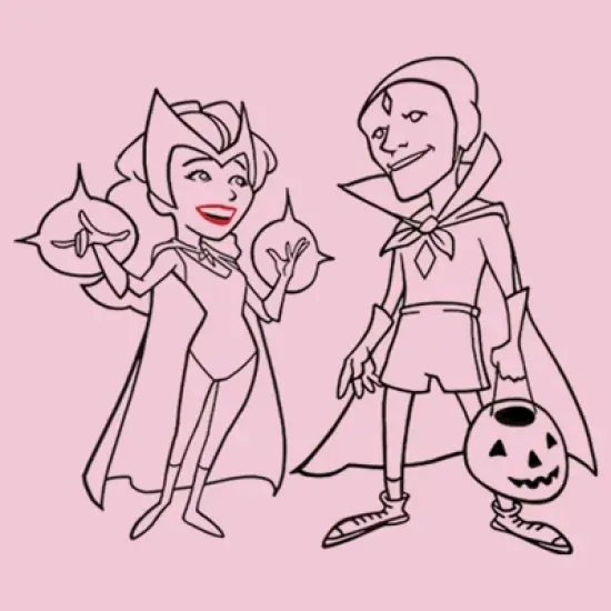 Girl's Marvel WandaVision Outline Sketch T-Shirt image {1}