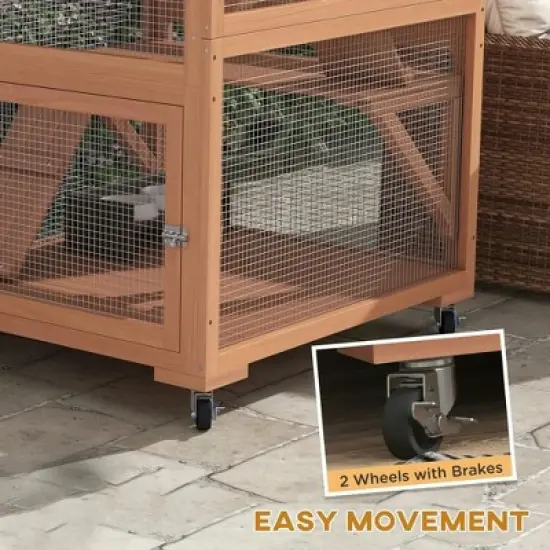Resenkos Cat Cage, Cat Crate Kennel Enclosure Playpen,Catio, Outdoor Cat Enclosure House on Wheels with Hammock, Orange image {1}
