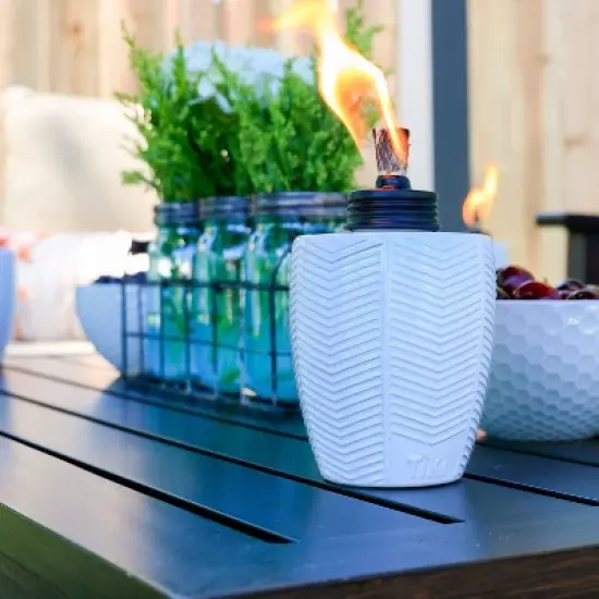 Tiki 3pk Herringbone Tabletop Glass Outdoor Torch Ivory image {2}