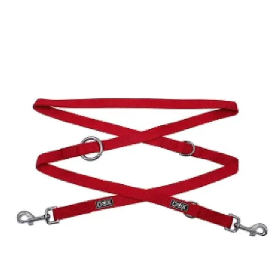 DDOXX 6.6 ft 3-Way Adjustable Extra Small Nylon Dog Leash - Red image {2}