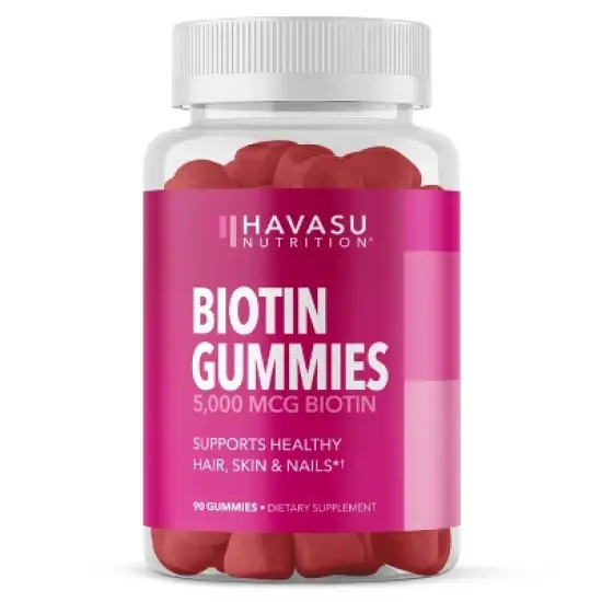 Biotin Gummies, Hair, Skin & Nail Supplement, Strawberry Flavor, Havasu Nutrition, 90ct image {5}