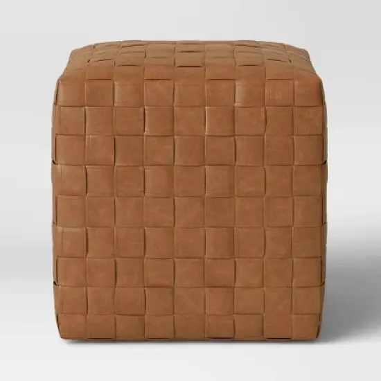 Wellford Faux Leather Woven Cube Brown - Threshold&trade; image {2}