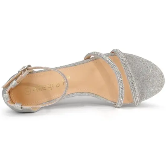 Allegra K Women's Stiletto Kitten Heels Glitter Heel Sandals image {4}