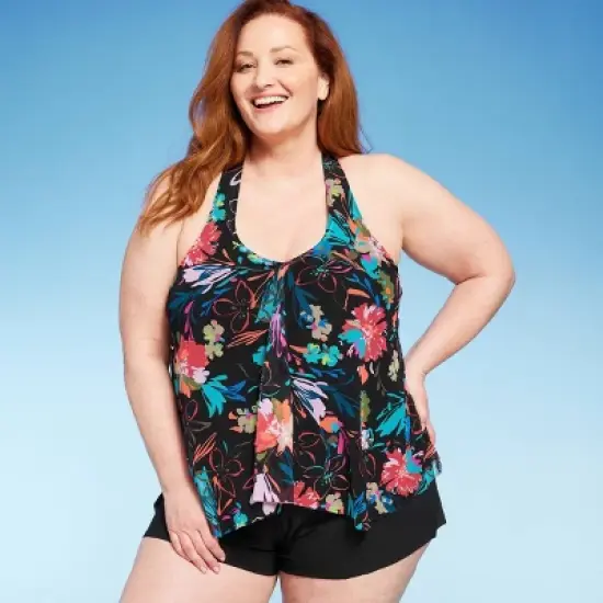 Women's UPF 50 Mesh Overlay Tankini Top - Aqua Green&reg; image {7}