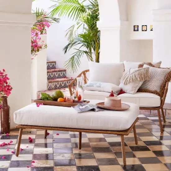 Britanna Oversized Patio Ottoman - Linen - Opalhouse&trade; image {1}