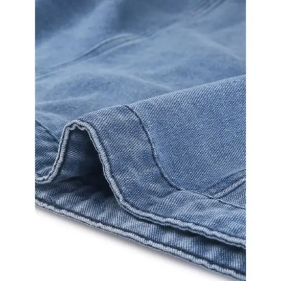 Agnes Orinda Women's Plus Size Button Down Drawstring Hood Denim Utility Jacket with Pocket image {4}